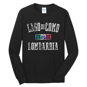 Lake Como Italy Lombardy Distressed Print Tall Long Sleeve T-Shirt