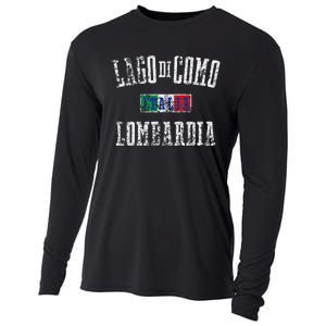 Lake Como Italy Lombardy Distressed Print Cooling Performance Long Sleeve Crew