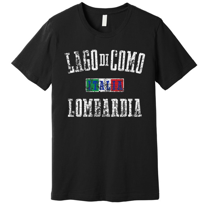 Lake Como Italy Lombardy Distressed Print Premium T-Shirt