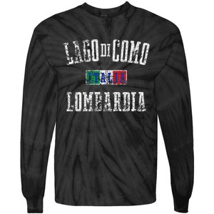 Lake Como Italy Lombardy Distressed Print Tie-Dye Long Sleeve Shirt