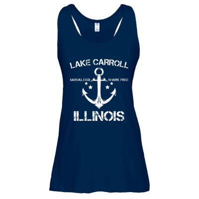 LAKE CARROLL ILLINOIS Funny Fishing Camping Summer Gift Ladies Essential Flowy Tank