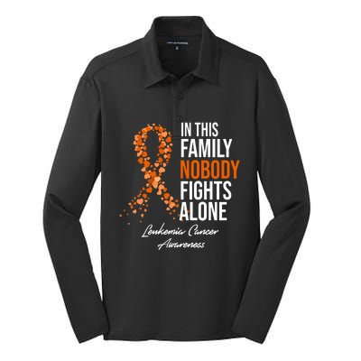 Leukemia Cancer In This Family Nobody Fights Alone Silk Touch Performance Long Sleeve Polo