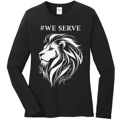 Lions Club International We Serve Lions Ladies Long Sleeve Shirt