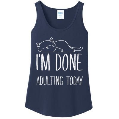 Lazy Cat Im Done Adulting Today Funny Cats Lover Meme Ladies Essential Tank