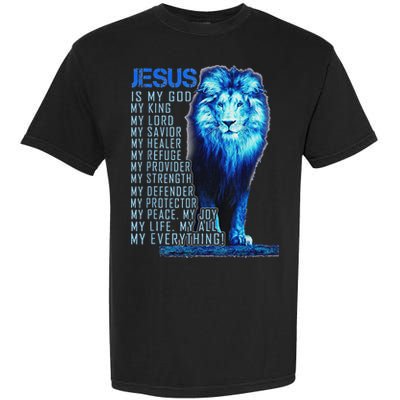 Lion Christian Jesus Is My God King Lord And Savior Garment-Dyed Heavyweight T-Shirt