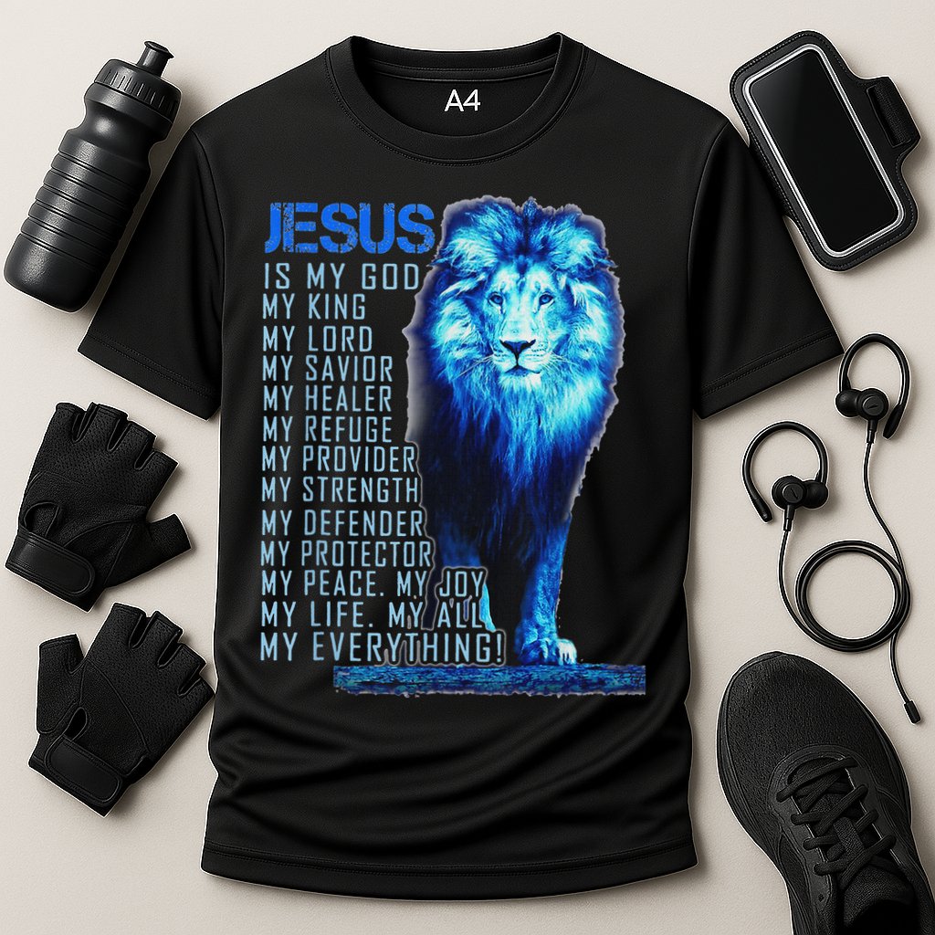 Lion Christian Jesus Is My God King Lord And Savior Cooling Performance Crew T-Shirt