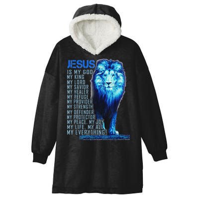 Lion Christian Jesus Is My God King Lord And Savior Hooded Wearable Blanket