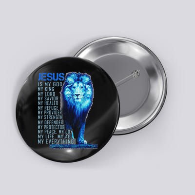 Lion Christian Jesus Is My God King Lord And Savior Button