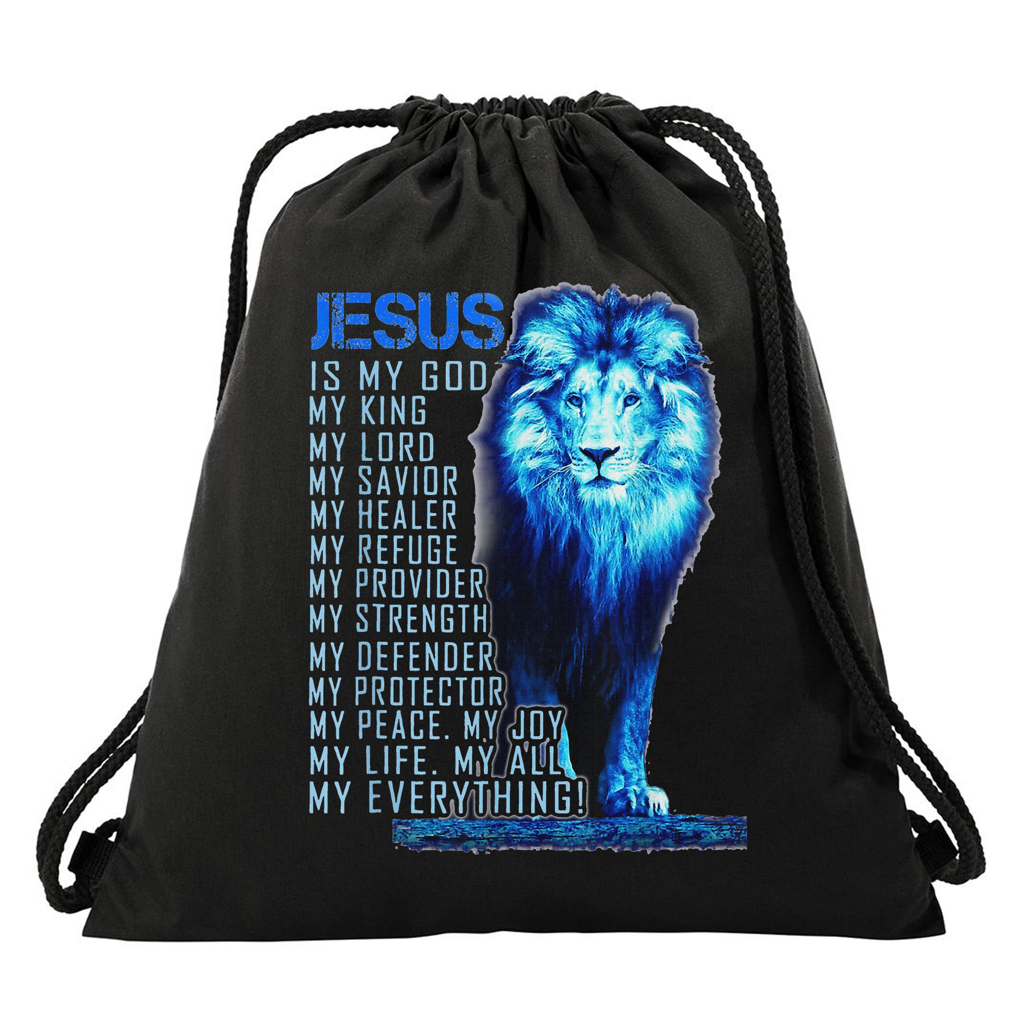 Lion Christian Jesus Is My God King Lord And Savior Drawstring Bag