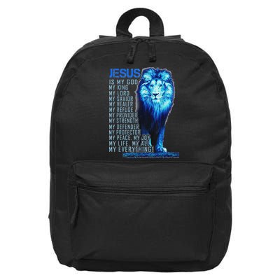 Lion Christian Jesus Is My God King Lord And Savior 16 in Basic Backpack