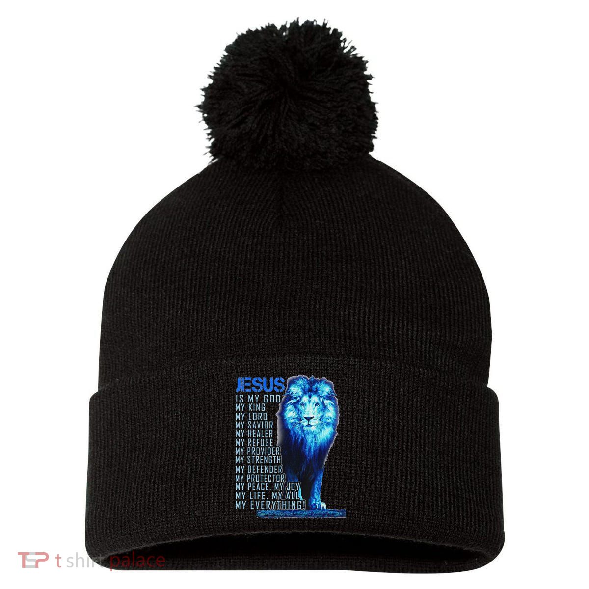 Lion Christian Jesus Is My God King Lord And Savior Pom Pom 12in Knit Beanie