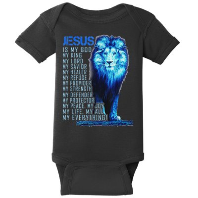 Lion Christian Jesus Is My God King Lord And Savior Baby Bodysuit