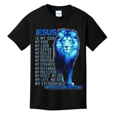 Lion Christian Jesus Is My God King Lord And Savior Kids T-Shirt