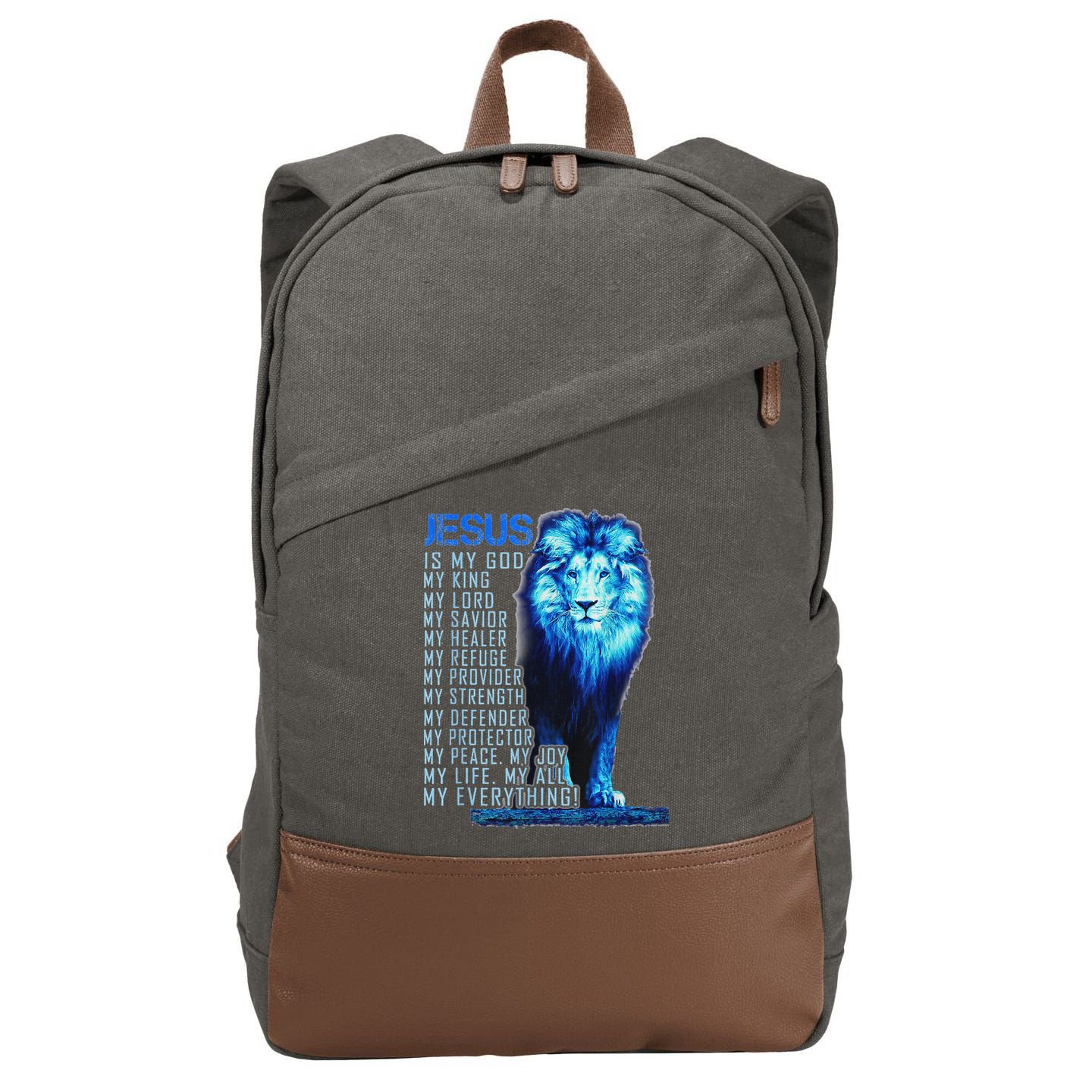 Lion Christian Jesus Is My God King Lord And Savior Cotton Canvas Backpack