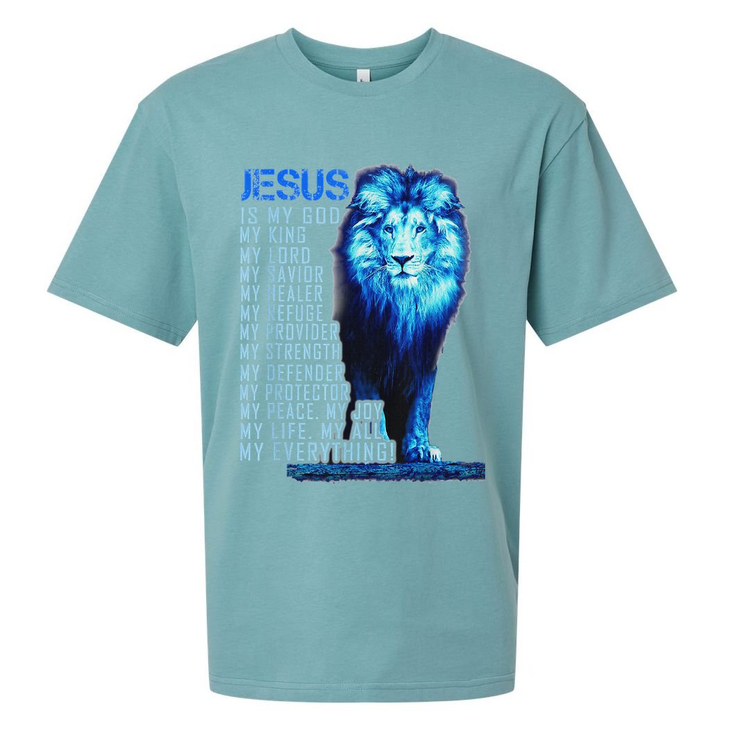 Lion Christian Jesus Is My God King Lord And Savior Sueded Cloud Jersey T-Shirt