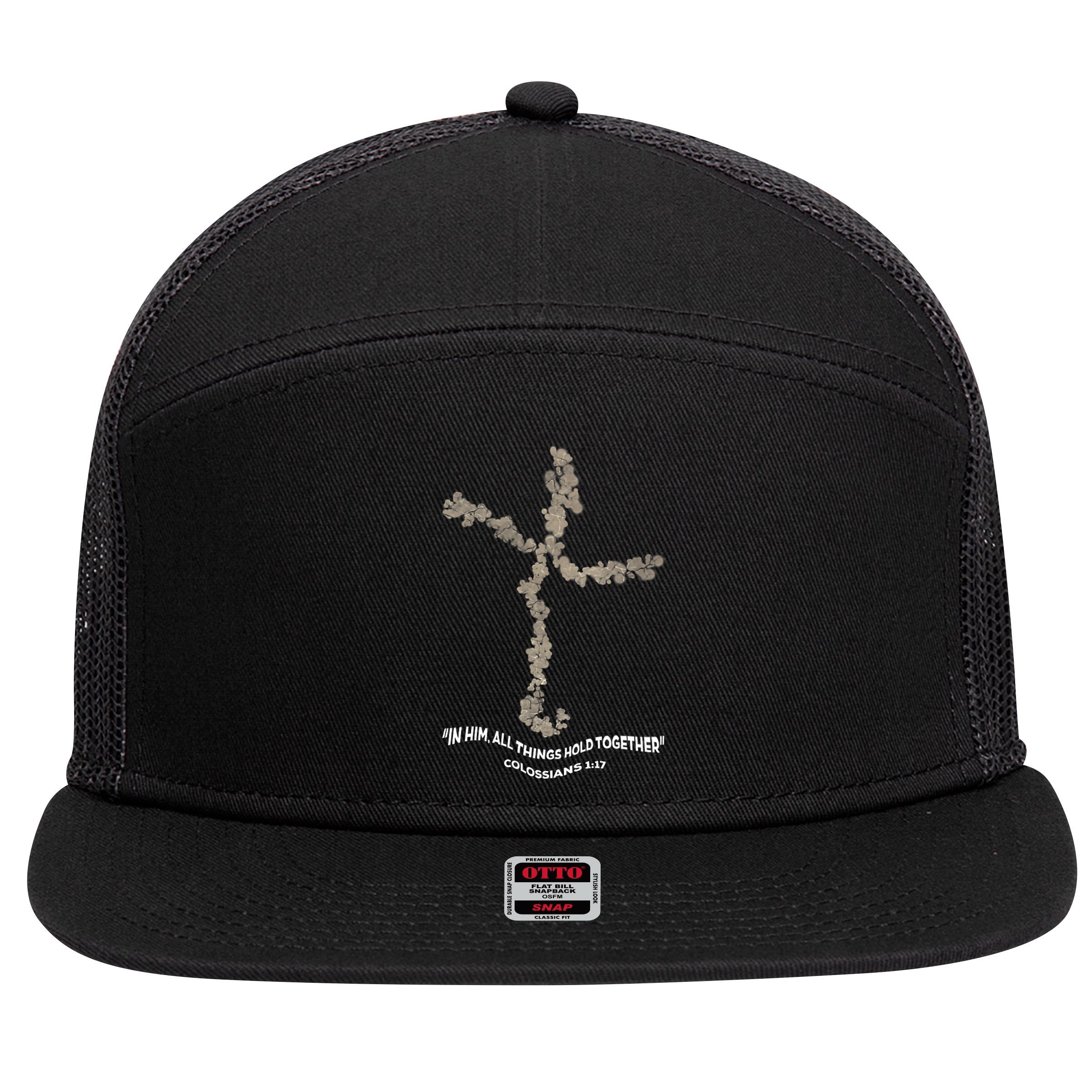 Laminin Christian Jesus Cross 7 Panel Mesh Trucker Snapback Hat