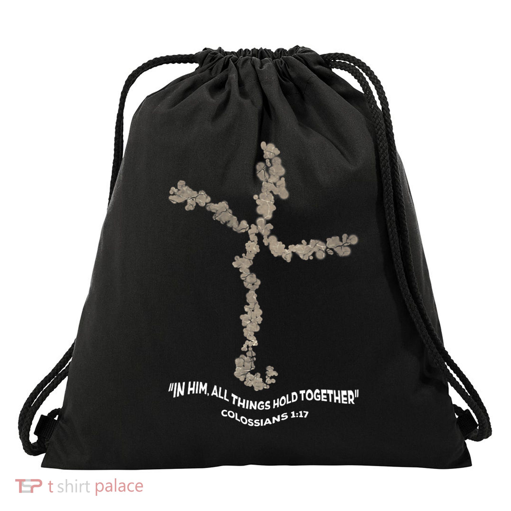 Laminin Christian Jesus Cross Drawstring Bag