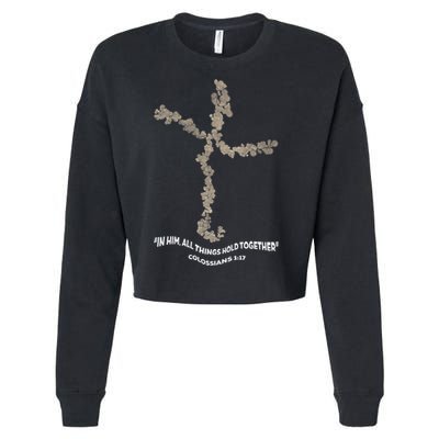Laminin Christian Jesus Cross Cropped Pullover Crew