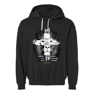 Lion Cross Jesus Christian Lord God Believer Gift Garment-Dyed Fleece Hoodie