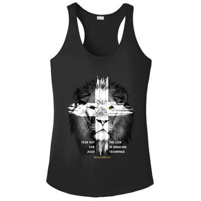 Lion Cross Jesus Christian Lord God Believer Gift Ladies PosiCharge Competitor Racerback Tank