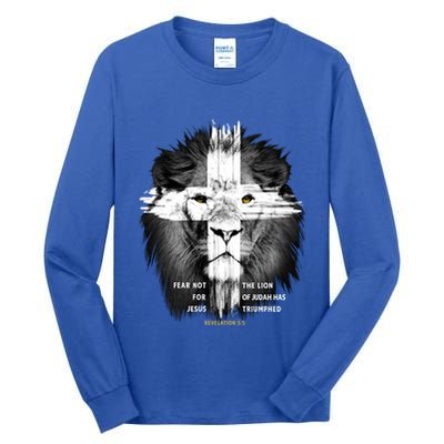 Lion Cross Jesus Christian Lord God Believer Gift Tall Long Sleeve T-Shirt