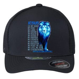 Lion Christian Jesus Is My God King Lord And Savior Flexfit Unipanel Trucker Cap