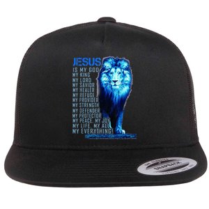 Lion Christian Jesus Is My God King Lord And Savior Flat Bill Trucker Hat