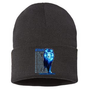 Lion Christian Jesus Is My God King Lord And Savior Sustainable Knit Beanie