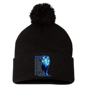 Lion Christian Jesus Is My God King Lord And Savior Pom Pom 12in Knit Beanie