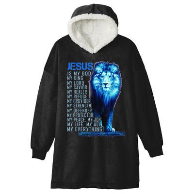 Lion Christian Jesus Is My God King Lord And Savior Hooded Wearable Blanket