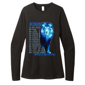 Lion Christian Jesus Is My God King Lord And Savior Womens CVC Long Sleeve Shirt