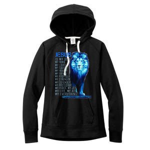 Lion Christian Jesus Is My God King Lord And Savior Women's Fleece Hoodie