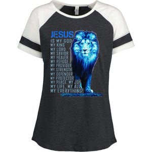 Lion Christian Jesus Is My God King Lord And Savior Enza Ladies Jersey Colorblock Tee