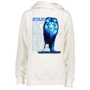 Lion Christian Jesus Is My God King Lord And Savior Womens Funnel Neck Pullover Hood