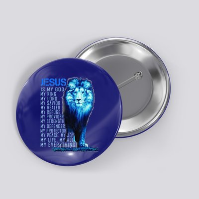 Lion Christian Jesus Is My God King Lord And Savior Button