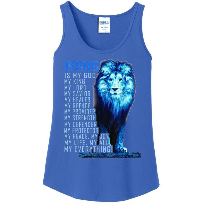 Lion Christian Jesus Is My God King Lord And Savior Ladies Essential Tank