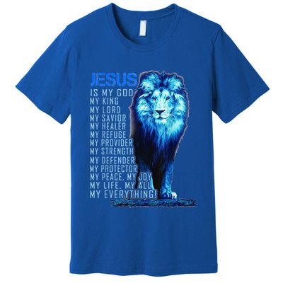 Lion Christian Jesus Is My God King Lord And Savior Premium T-Shirt