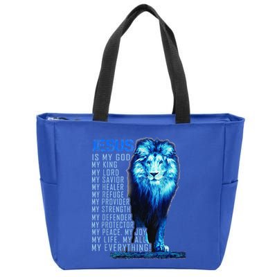 Lion Christian Jesus Is My God King Lord And Savior Zip Tote Bag
