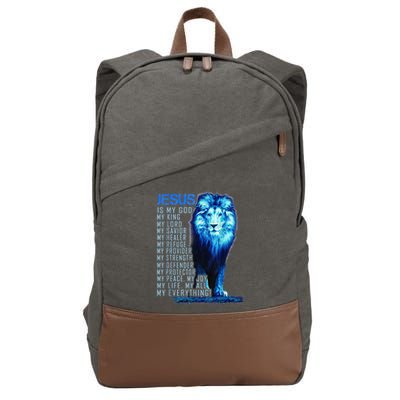 Lion Christian Jesus Is My God King Lord And Savior Cotton Canvas Backpack