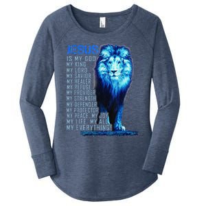 Lion Christian Jesus Is My God King Lord And Savior Women's Perfect Tri Tunic Long Sleeve Shirt