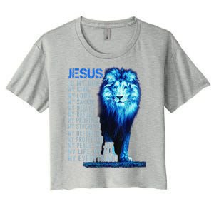 Lion Christian Jesus Is My God King Lord And Savior Women's Crop Top Tee