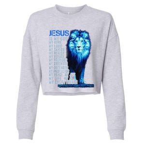 Lion Christian Jesus Is My God King Lord And Savior Cropped Pullover Crew