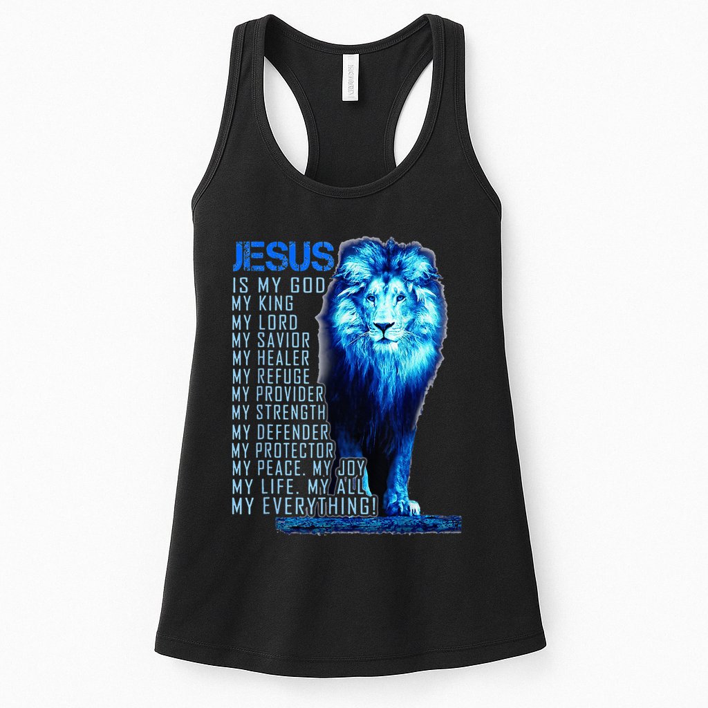 Lion Christian Jesus Is My God King Lord And Savior Womens Tank Top