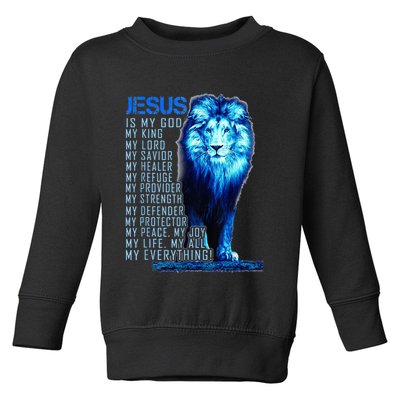Lion Christian Jesus Is My God King Lord And Savior Toddler Sweatshirt