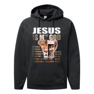 Lion Christian Jesus Is My God Lord King Savior Good Friday Performance Fleece Hoodie