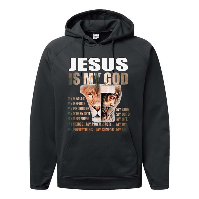 Lion Christian Jesus Is My God Lord King Savior Good Friday Performance Fleece Hoodie