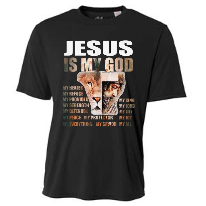 Lion Christian Jesus Is My God Lord King Savior Good Friday Cooling Performance Crew T-Shirt