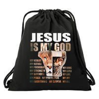 Lion Christian Jesus Is My God Lord King Savior Good Friday Drawstring Bag
