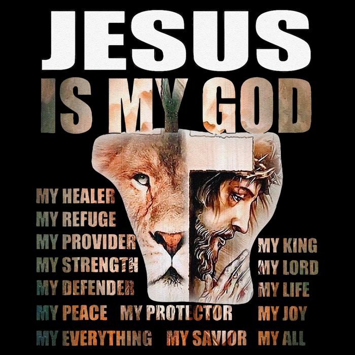 Lion Christian Jesus Is My God Lord King Savior Good Friday Drawstring Bag