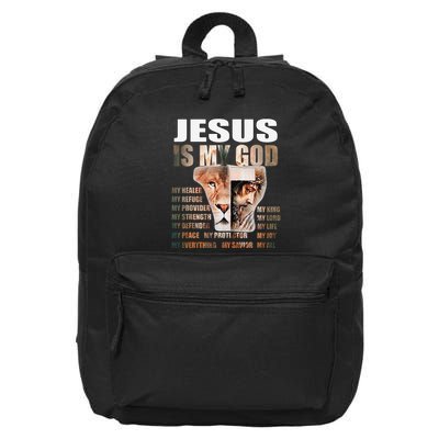 Lion Christian Jesus Is My God Lord King Savior Good Friday 16 in Basic Backpack